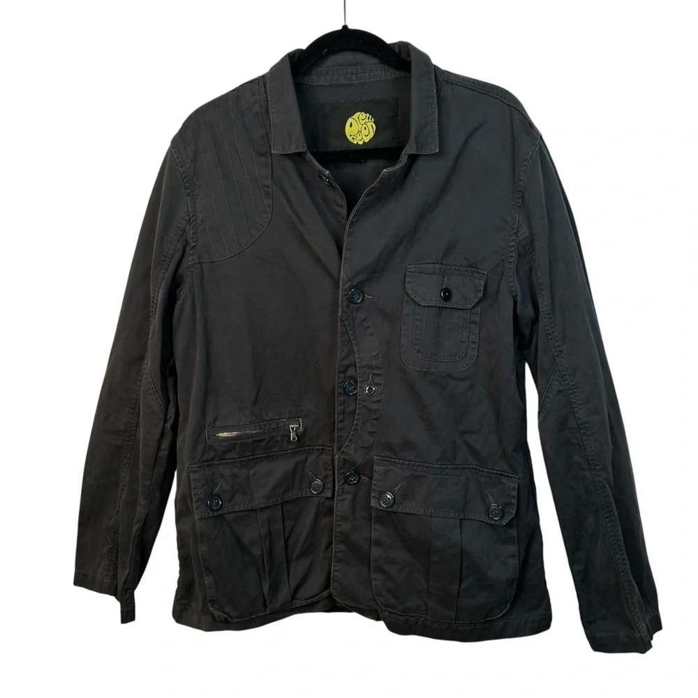 Pretty Green Utility Jacket Black Dark Grey Size L Casual Workwear - Picture 2 of 15